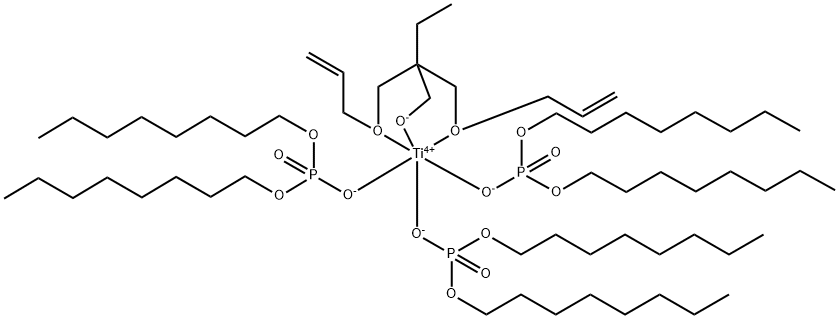 [2,2-双[(2-烯丙氧基)甲基]-1-丁醇基-O,O',O'']三(二辛基膦酸基-O'')钛 结构式