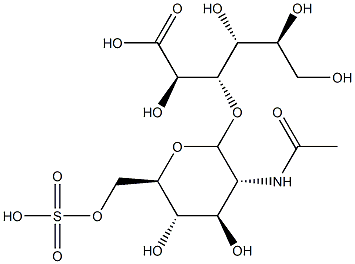 O-((Nalpha)-acetylglucosamine 6-sulfate)-(1-3)-idonic acid 结构式