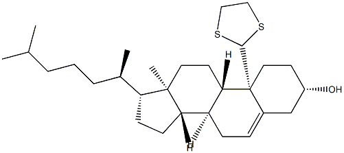 19,19-Ethylenedithio-3β-hydroxycholesta-5-ene 结构式