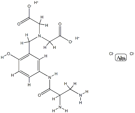 dichloro-(4-hydroxy-3-(methyleneiminodiacetic acid)phenyl-(2',3'-diaminopropionamide))platinum(II) 结构式