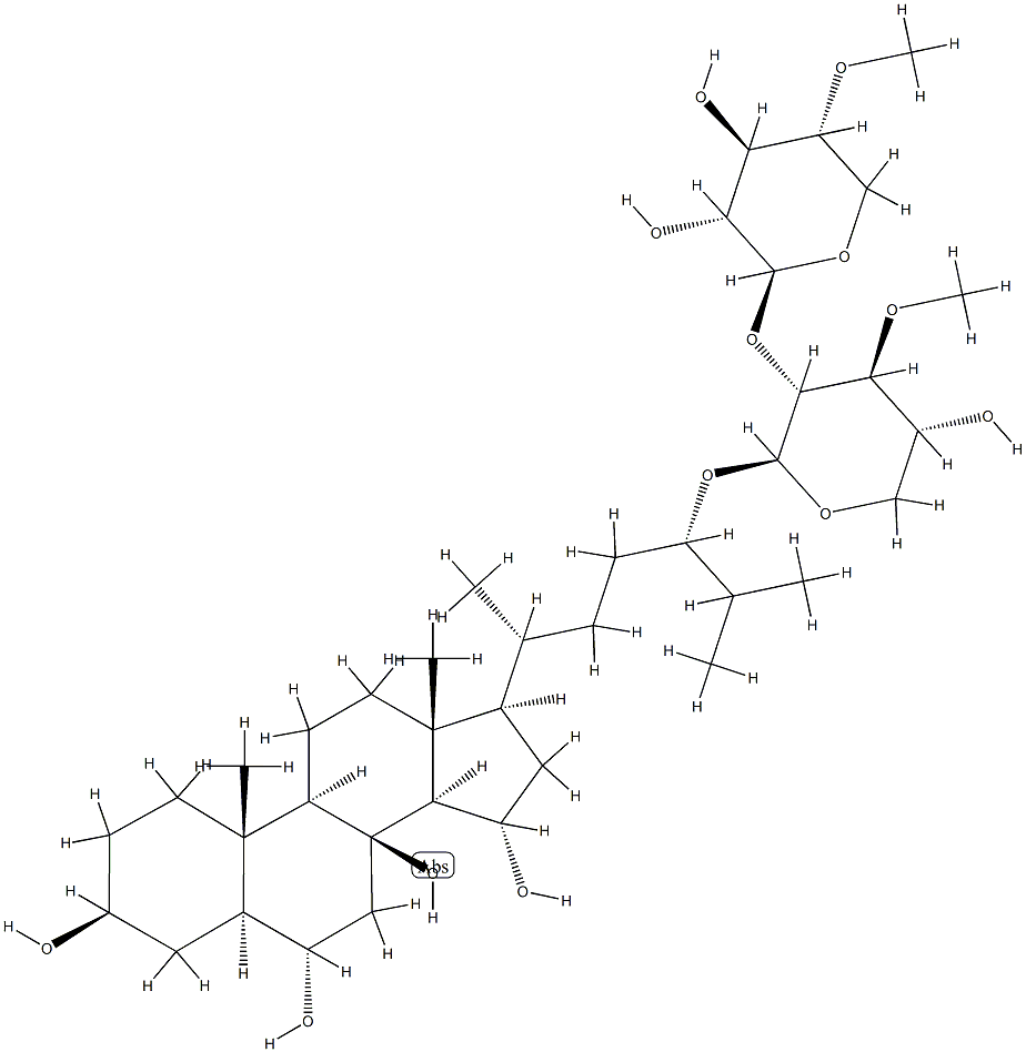 (24S)-24-[3-O-Methyl-2-O-(4-O-methyl-β-D-xylopyranosyl)-β-D-xylopyranosyloxy]-5α-cholestane-3β,6α,8,15α-tetraol 结构式