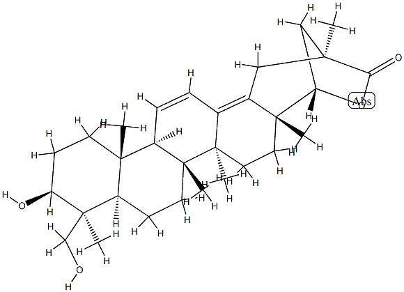 Oleana-11,13(18)-dien-29-oic acid, 3,22,23-trihydroxy-, gamma-lactone,  (3beta,4beta,20beta,22beta)- 结构式