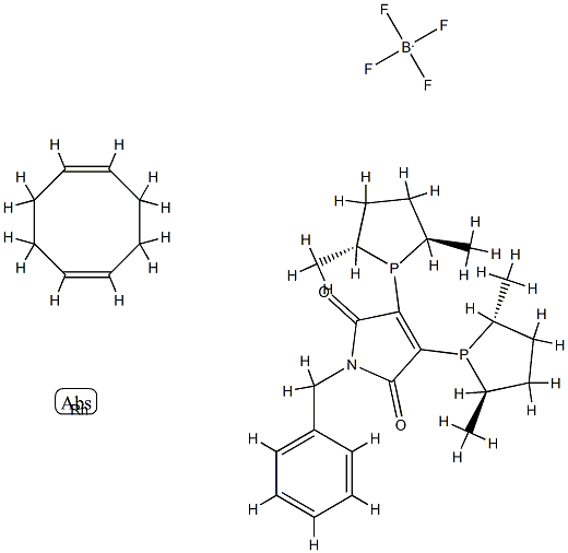 2,3-双[(2R,5R)-2,5-二甲基磷]-N-苯甲基马来酰亚胺(1,5-环辛二烯)四氟硼酸铑(I) 结构式