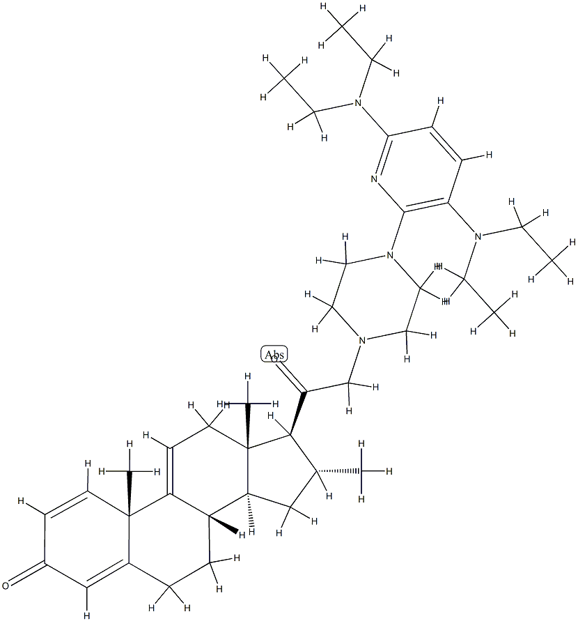 21-(4(3,6-di-N-diethylamine-2-pyridinyl)-1-piperazinyl)-16-methylpregna-1,4,9(11)-triene-3,20-dione 结构式