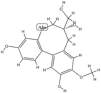 7,8-二氢-6-(羟基甲基)-10-甲氧基-6H-二苯并[B,D]氧杂环辛三烯-3,7,11-三醇立体异构体混合物 结构式
