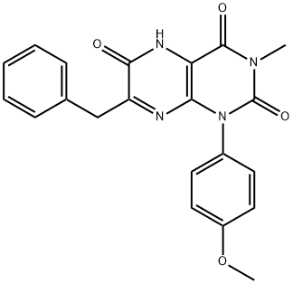 Lumazine,  7-benzyl-6-hydroxy-1-(p-methoxyphenyl)-3-methyl-  (6CI) 结构式