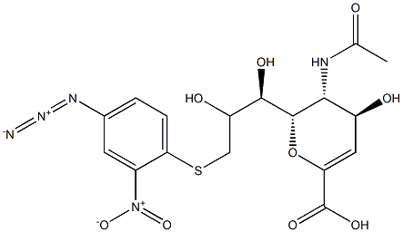 9-S-(4-azido-2-nitrophenyl)-5-acetamido-2,6-anhydro-2,3,5,9-tetradeoxy-9-thioglycerogalactonon-2-enonic acid 结构式