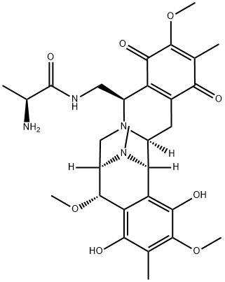 (S)-2-Amino-N-[[[(5S)-6,7,9,10,13,14,14aα,15-octahydro-1,4-dihydroxy-2,5α,11-trimethoxy-3,12,16-trimethyl-10,13-dioxo-6α,15α-epimino-5H-isoquino[3,2-b][3]benzazocin]-9β-yl]methyl]propionamide 结构式