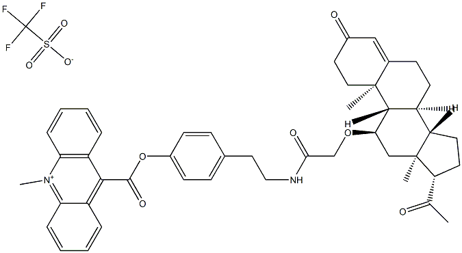 11-progesteryl-2-carboxymethyltyramine-4-(10-methyl)acridinium-9-carboxylate 结构式