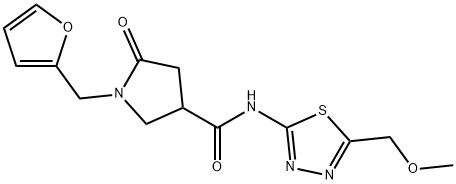 1-(furan-2-ylmethyl)-N-[(2E)-5-(methoxymethyl)-1,3,4-thiadiazol-2(3H)-ylidene]-5-oxopyrrolidine-3-carboxamide 结构式