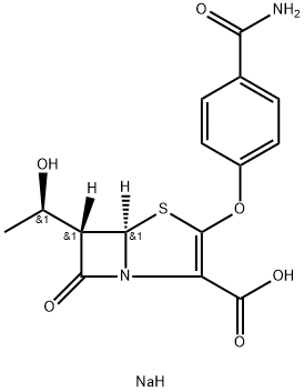 (5R,6S)-3-(4-Carbamoylphenoxy)-6β-[(R)-1-hydroxyethyl]-7-oxo-4-thia-1-azabicyclo[3.2.0]hept-2-ene-2-carboxylic acid sodium salt 结构式