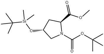 (2S,4R)-1-tert-butyl2-methyl4-((tert-butyldimethylsilyl)oxy)pyrrolidine-1,2-dicarboxylate(WX191960) 结构式