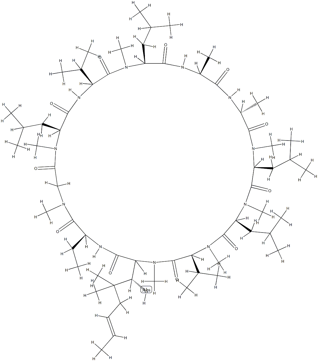 cyclosporin A, 4-(2-butenyl)-4,4,N-trimethylthreonine(1)- 结构式