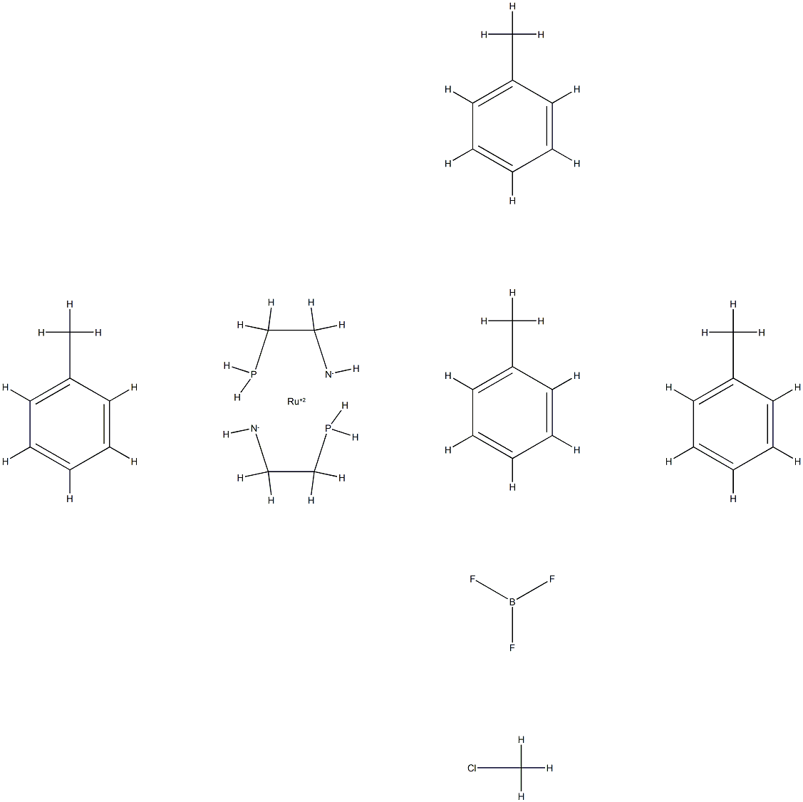 氯二[2-(二苯基膦基)乙胺]钌(II)四氟硼酸盐 结构式