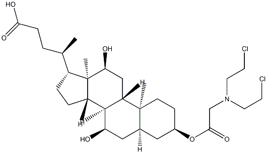 3α-[[[Bis(2-chloroethyl)amino]acetyl]oxy]-7α,12α-dihydroxy-5β-cholan-24-oic acid 结构式