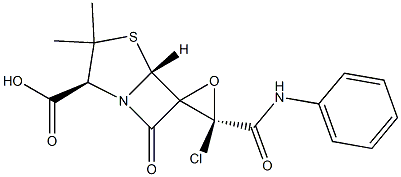 3-chloro-3',3'-dimethyl-7'-oxo-3-((phenylamino)carbonyl)spiro(oxirane-2,6'-(4)thia(1)azabicyclo(3.2.)heptane)-2'-carboxylic acid 结构式