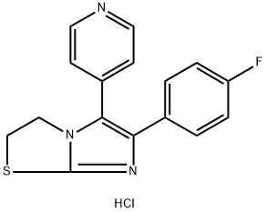 Imidazo[2,1-b]thiazole,6-(4-fluorophenyl)-2,3-dihydro-5-(4-pyridinyl)-, hydrochloride (1:2) 结构式