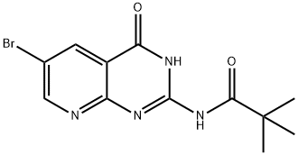 N-(6-溴-4-羟基吡啶并[2,3-D]嘧啶-2-基)特戊酰茚二酮酰胺 结构式