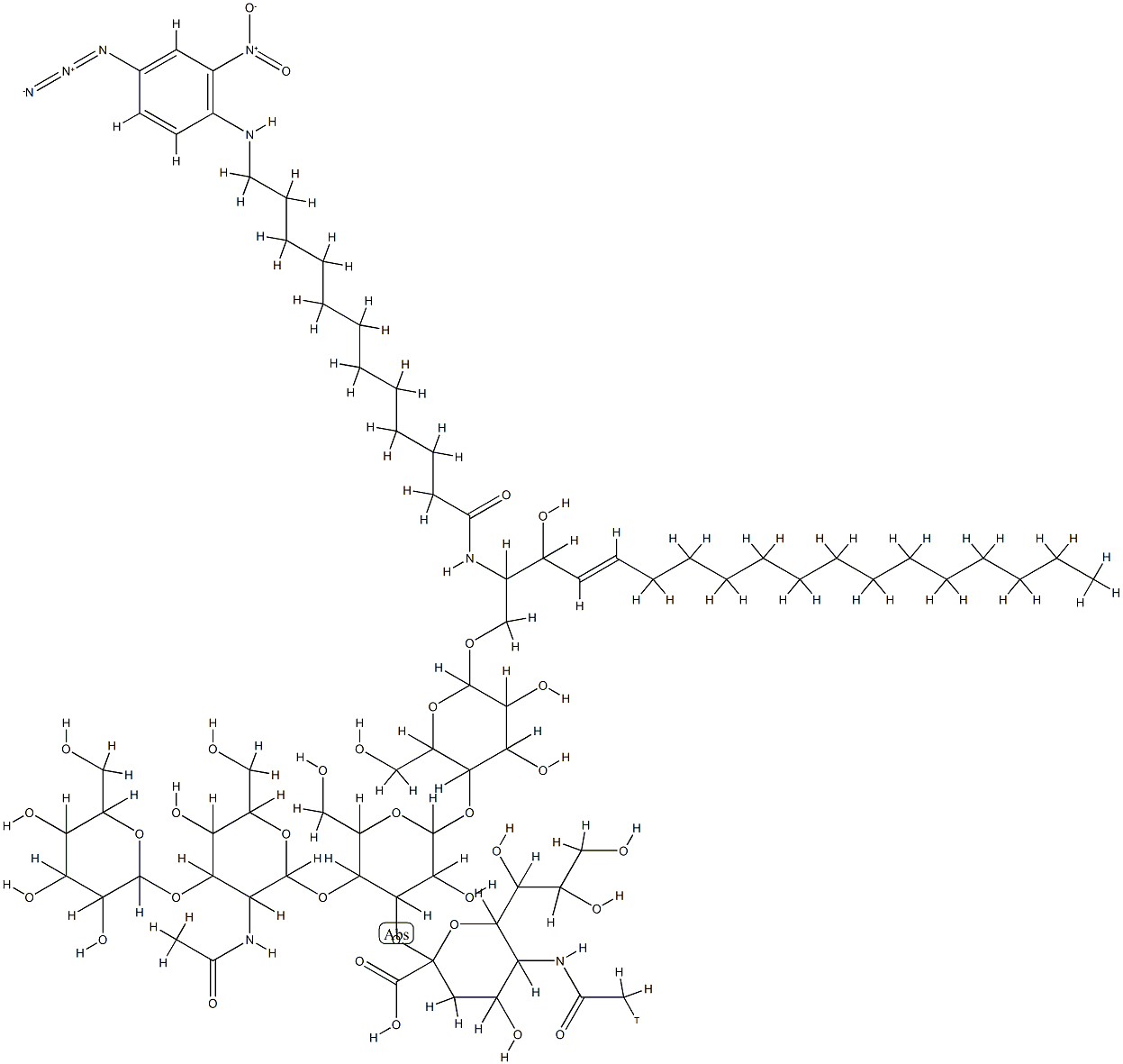 12-((4-azido-2-nitrophenyl)amino)dodecanoyl-GM1 结构式