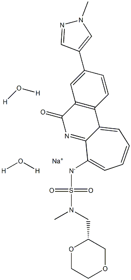 SulfaMide, N-[(2R)-1,4-dioxan-2-ylMethyl]-N-Methyl-N'-[3-(1-Methyl-1H-pyrazol-4-yl)-5-oxo-5H-benzo[4,5]cyclohepta[1,2-b]pyridin-7-yl]-, sodiuM salt, hydrate (1:1:2) 结构式
