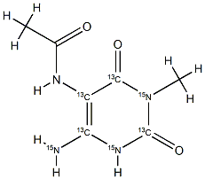 5-Acetylamino-6-amino-3-methyluracil-[13C4,15N3] (AAMU) 结构式