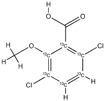 3,6-二氯-2-甲氧基苯甲酸-13C6 (环-13C6) 结构式