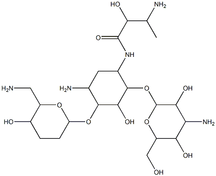 1-N-(3-amino-2-hydroxybutanoyl)-2',3'-dideoxykanamycin A 结构式