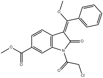 (3E)-1-(2-氯乙酰基)-2,3-二氢-3-(甲氧基苯基亚甲基)-2-氧代-1H-吲哚-6-羧酸甲酯 结构式