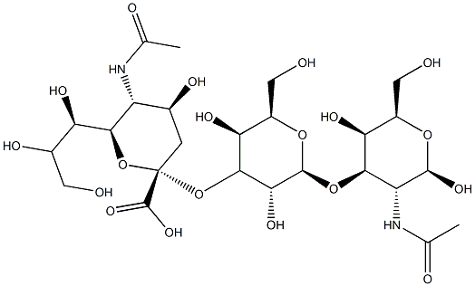 O-(5-acetamido-3,5-didesoxyglycerogalacto-2-nonuloyranosyluronic)-(2-3)-O-galactoyranosyl-(1-3)-2-acetamido-2-desoxygalactopyranose 结构式