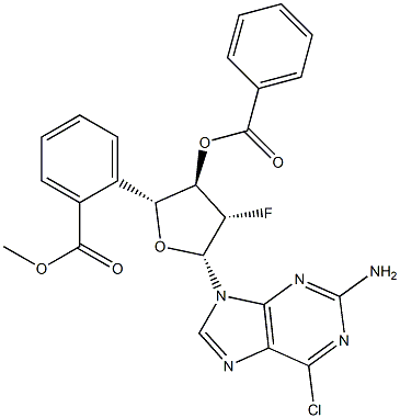 6-氯-9-(3,5-二-O-苯甲酰基-2-脱氧-2-氟-BETA-D-阿拉伯呋喃糖基)-9H-嘌呤-2-胺 结构式