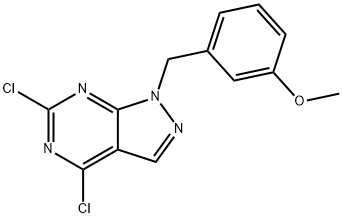 4,6-二氯-1-(3-甲氧苄基)-1H-吡唑并[3,4-D]嘧啶 结构式