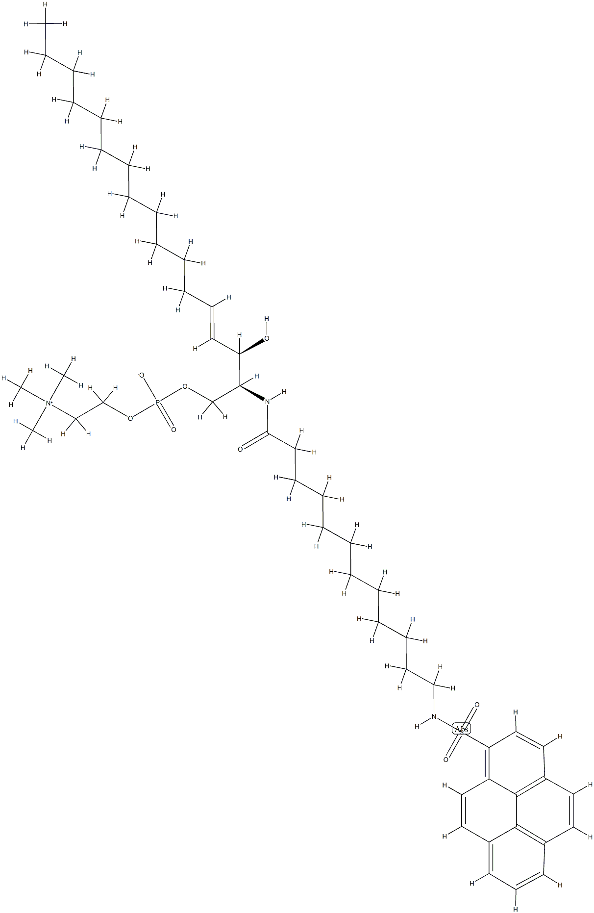 N-(12-((1-pyrenesulfonyl)amido)dodecanoyl)sphingosylphosphorylcholine 结构式