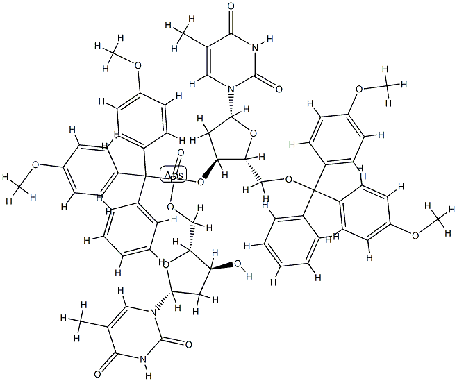 5'-O-(4,4'-dimethoxytriphenylmethyl)dithymidyl (3',5')-4,4'-dimethoxytriphenylmethanephosphonate 结构式