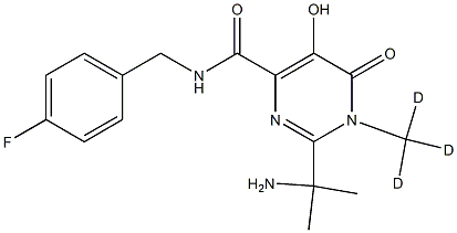 2-(1-Amino-1-methylethyl)-N-(4-fluorobenzyl)-5-hydroxy-1-methyl-6-oxo-1,6-dihydropyrimidine-4-carboxamide-d3 结构式