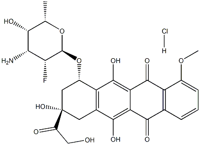 7(O)-(3-amino-2,3,6-trideoxy-2-fluorotalopyranosyl)adriamycinone 结构式