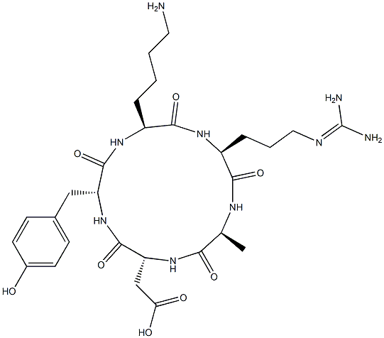 cyclo (Arg-Ala-Asp-Tyr-Lys) 结构式