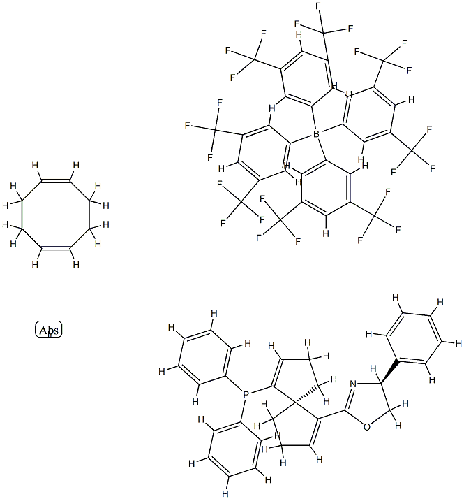 (1,2,5,6-η)-1,5-环辛二烯][(4S)-2-[(5R)-6-(二苯基膦-κP)螺[4.4]壬-1,Chemicalbook6-二烯-1-基]-4,5-二氢-4-苯基恶唑-κN3]-(+)-铱(I)四[3,5-二(三氟甲基)苯基]硼酸酯 结构式