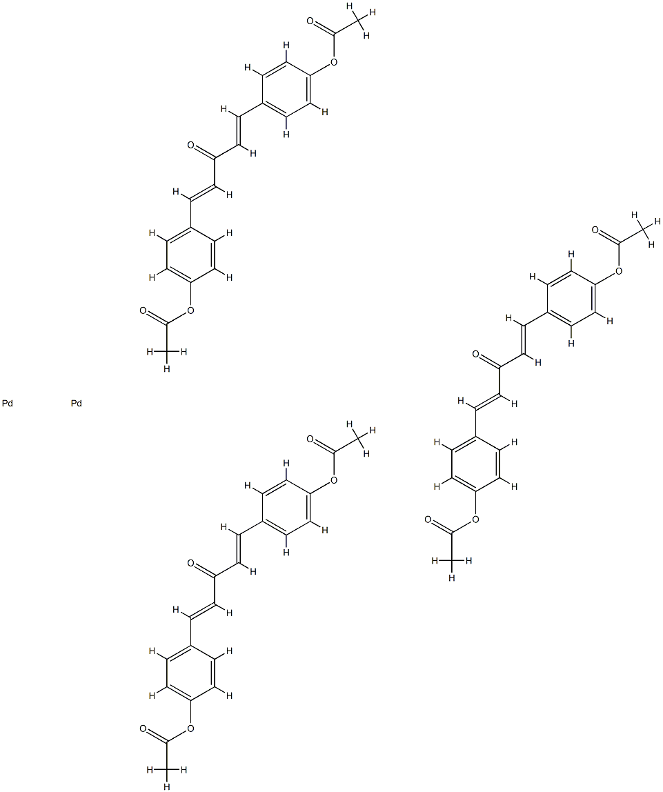 三[二(4-乙酰氧基亚苄基)丙酮二钯(0)二(4-乙酰氧基亚苄基)丙酮加合物 结构式
