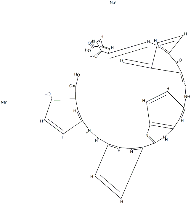 Cuprate(2-), [5-[[4-[5-[[2,6-dihydroxy- 3-[(2-hydroxy-5-sulfophenyl)azo]phenyl]azo]-1H-benzimidazol -2-yl]phenyl]azo]-2-hydroxybenzoato(4- )]-, disodium 结构式