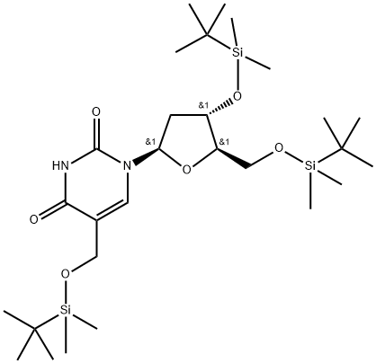 3',5'-Bis-O-[(1,1-diMethylethyl)diMethylsilyl]-α-[[(1,1-diMethylethyl)diMethylsilyl]oxy]thyMidine 结构式