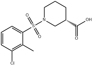 1-(3-Chloro-2-methyl-benzenesulfonyl)-(S)-piperidine-3-carboxylic acid 结构式