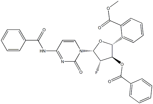 N-[1-[3,5-二-O-苯甲酰基-2-脱氧-2-氟-BETA-D-阿拉伯呋喃糖基]-1,2-二氢-2-氧代-4-嘧啶基]苯甲酰胺 结构式