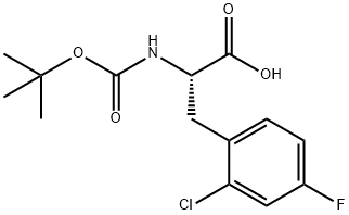 (S)-2-((叔丁氧基羰基)氨基)-3-(2-氯-4-氟苯基)丙酸 结构式