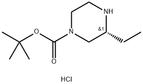 (R)-3-乙基哌嗪-1-羧酸叔丁酯盐酸盐 结构式