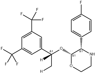 2-(R)-[1-(R)-(3,5-Bis(trifluoromethyl)phenyl)ethoxy]-3-(S)-fluorophenylmorpholine-d2\n[Aprepitant-M2-d2] 结构式