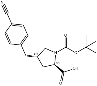 (2S,4R)-1-(叔丁氧基羰基)-4-(4-氰基苄基)吡咯烷-2-羧酸 结构式