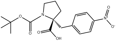 (R)-1-(叔丁氧基羰基)-2-(4-硝基苄基)吡咯烷-2-羧酸 结构式
