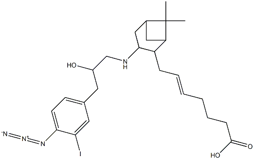 9,11-dimethylmethano-11,12-methano-16-(3-iodo-4-azidophenyl)-13,14-dihydro-13-aza-15-tetranorthromboxane A2 结构式