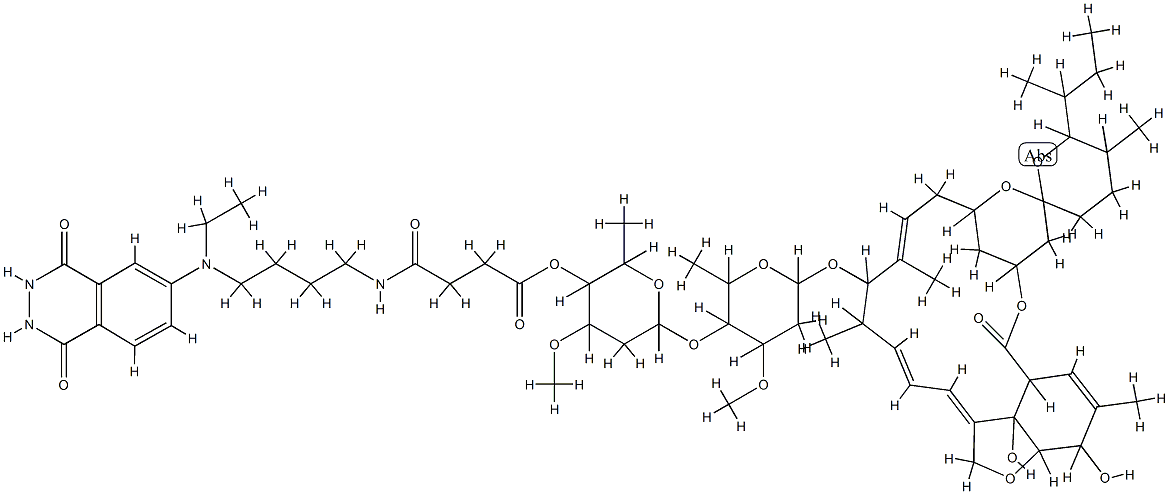 22,23-dihydroavermectin B(1a)-4''-(4-((4-(ethyl(1,2,3,4-tetrahydro-1,4-dioxo-6-phthalazinyl)amino)butyl)amino)-4-oxobutanoate) 结构式