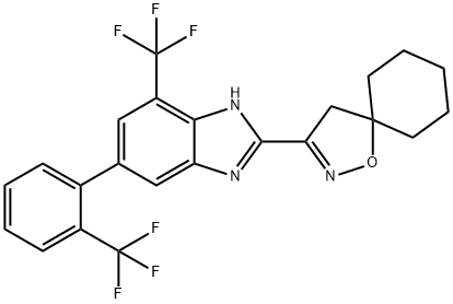 3-[7-(TRIFLUOROMETHYL)-5-[2-(TRIFLUOROMETHYL)PHENYL]-1H-BENZIMIDAZOL-2-YL]-1-OXA-2-AZASPIRO[4.5]DEC-2-ENE 结构式